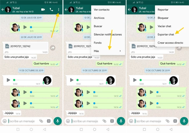 Cómo exportar chats de manera segura 1 Cómo guardar un chat entero de WhatsApp con sus imágenes, stickers ...